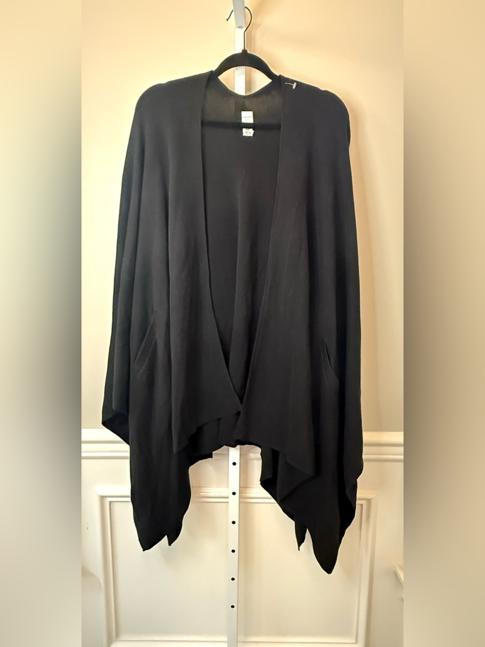 Zestt Black Open Front Shrug Cardigan One Size Draped Lightweight Wrap